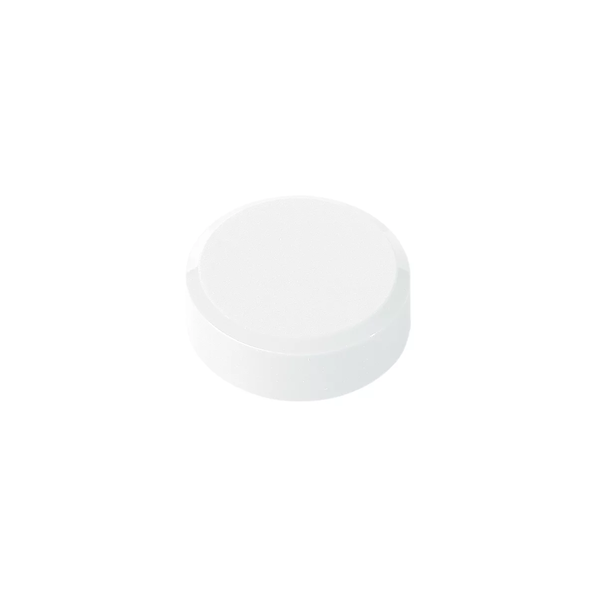 White, round lid. The surface is slightly textured.