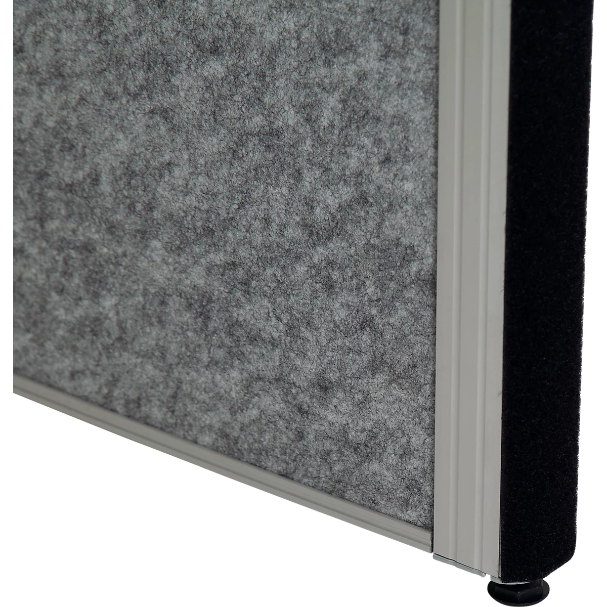 MAUL Stellwandsystem MAULconnecto, 1 x Akustikvlies hell, 1 x Akustikvlies dunkel, 1 x Whiteboard, Standfuß, auf Rollen, H 1800 x B 1000 mm, silber