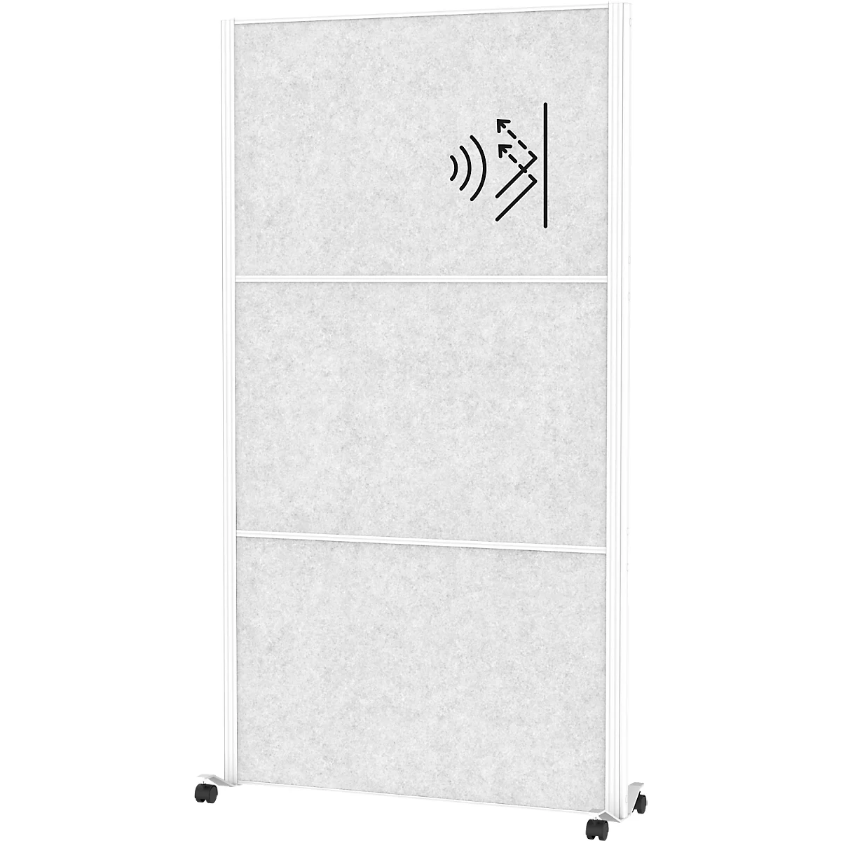 MAUL Stellwandsystem MAULconnecto, Steckmodule, 3x Akustikvlies hell, Klettverbindung, auf Rollen, H 1800 x B 1000 mm, weiss
