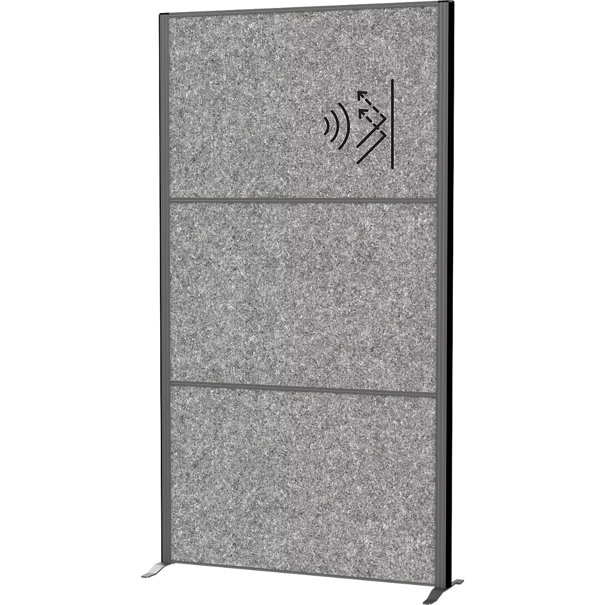 MAUL Stellwandsystem MAULconnecto Uplight, 3 x Akustikvlies dunkel, LED-Leuchte mit 2500 lm & 4000 k, Klettverbindung, Standfuß, H 1800 x B 1000 mm, anthrazit