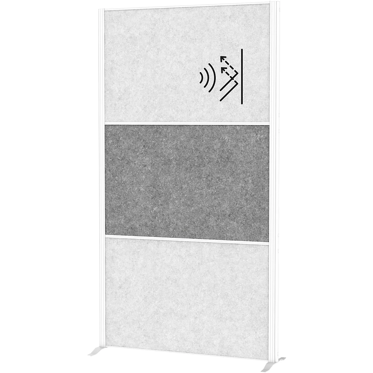 MAUL Système de cloisons MAULconnecto, 2 x feutre acoustique clair, 1 x feutre acoustique foncé, fixation velcro, pied, H 1800 x L 1000 mm, blanc