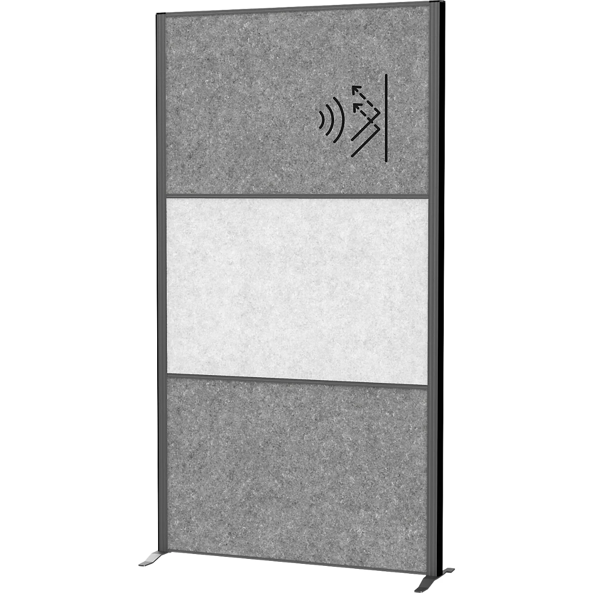 MAUL Système de cloisons MAULconnecto, 2 x voile acoustique foncé, 1 x voile acoustique clair, fixation velcro, pied, H 1800 x L 1000 mm, anthracite