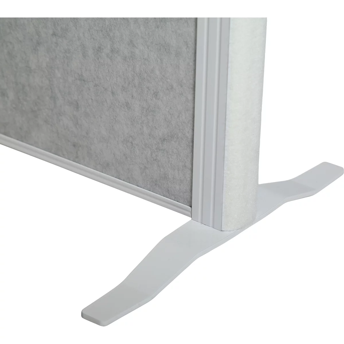 MAUL Système de cloisons MAULconnecto, 3 x voile acoustique gris clair, fixation velcro, pied, H 1800 x L 1000 mm, blanc