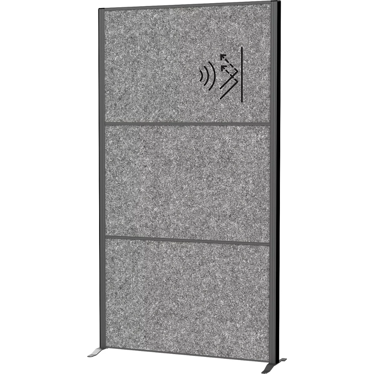 MAUL Système de cloisons MAULconnecto, 3 x voile acoustique gris foncé, fixation velcro, pied, H 1800 x L 1000 mm, anthracite