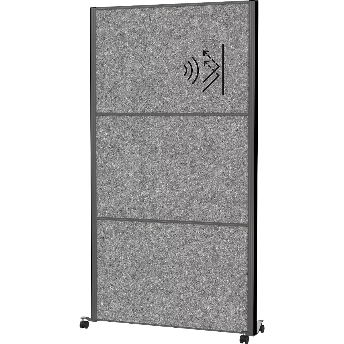 MAUL Système de cloisons MAULconnecto UpLight, 3x voile acoustique foncé, éclairage LED, fixation velcro, sur roulettes, H 1800 x L 1000 mm, anthracite