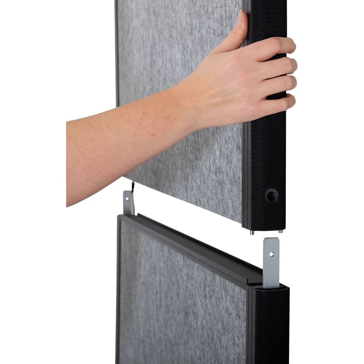 MAUL Système de cloisons MAULconnecto UpLight, 3x voile acoustique foncé, éclairage LED, fixation velcro, sur roulettes, H 1800 x L 1000 mm, anthracite