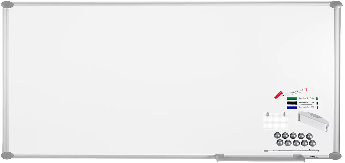 MAUL Whiteboard Premium 2000 SET, plateado, plastificado, 2400 x 1200 mm