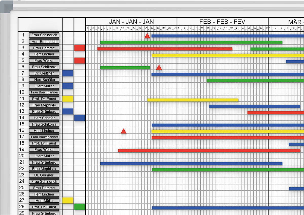 MaulOffice jaar-/personeelsplanner, overzicht van 12 maanden, 120 x 90 cm