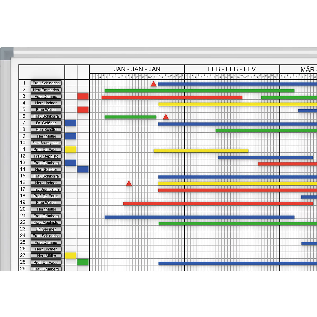 Tableau de planning magnétique annuel 14 mois 150 x 100 cm