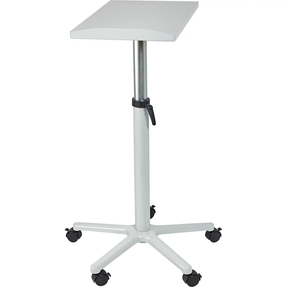 MAULpro beamertafel, tot 30 kg, traploos in hoogte verstelbaar, 10 zwenkbaar, 5 remwielen, bovenblad B 350 x D 500 mm, lichtgrijs