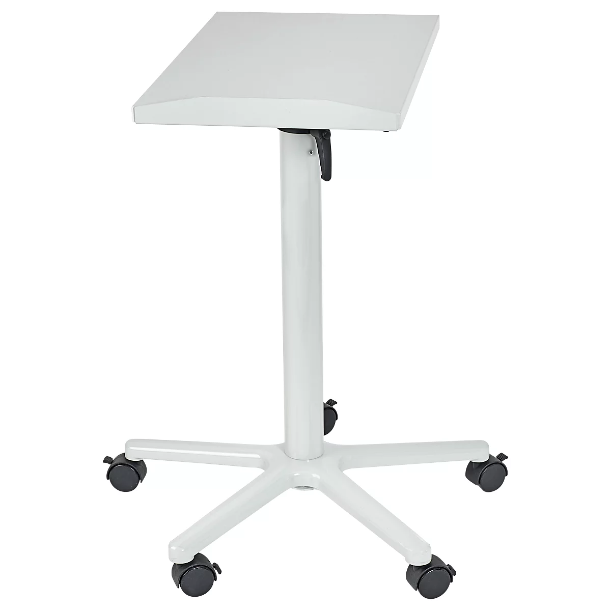 MAULpro beamertafel, tot 30 kg, traploos in hoogte verstelbaar, 10 zwenkbaar, 5 remwielen, bovenblad B 350 x D 500 mm, lichtgrijs