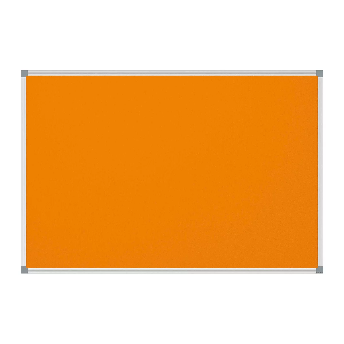 A rectangular, orange whiteboard with a silver frame.