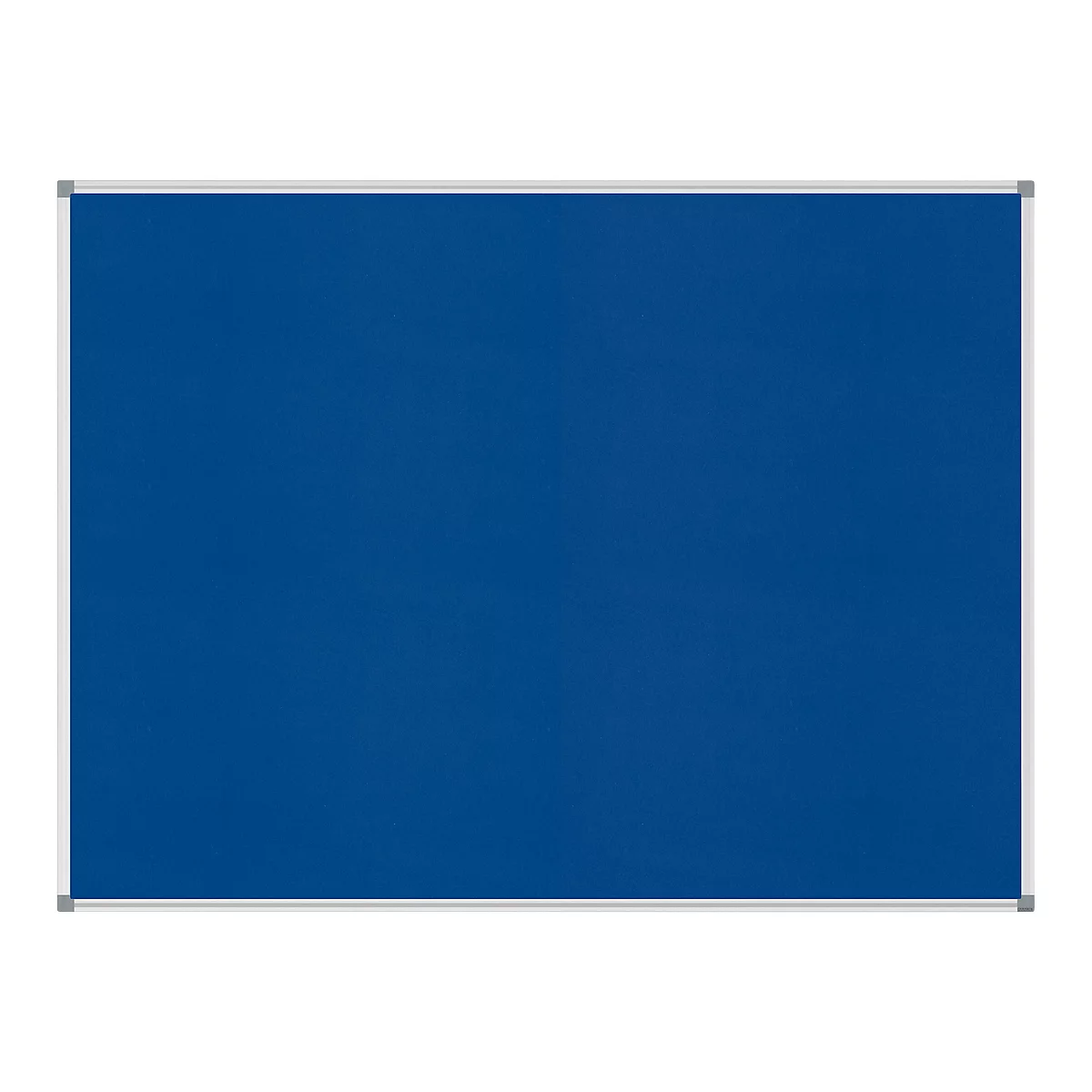 Rectangular, blue pinboard with a white frame.