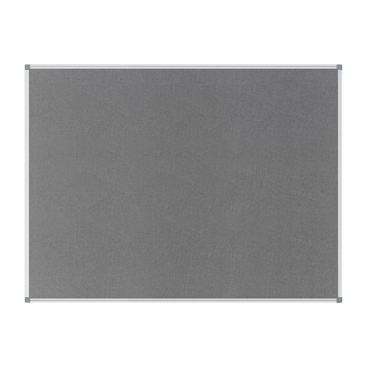 Grey notice board with white frame. The surface is slightly textured.