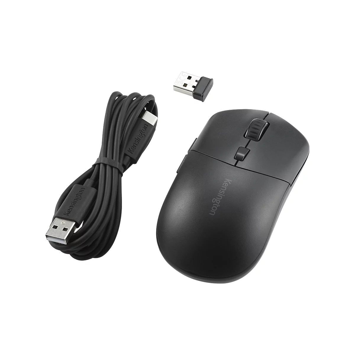 Maus Kensington MY430 EQ, kabellos, wiederaufladbarer Akku, 6 Tasten und Scrollrad, 1000/1600/2400 dpi, PCR, schwarz