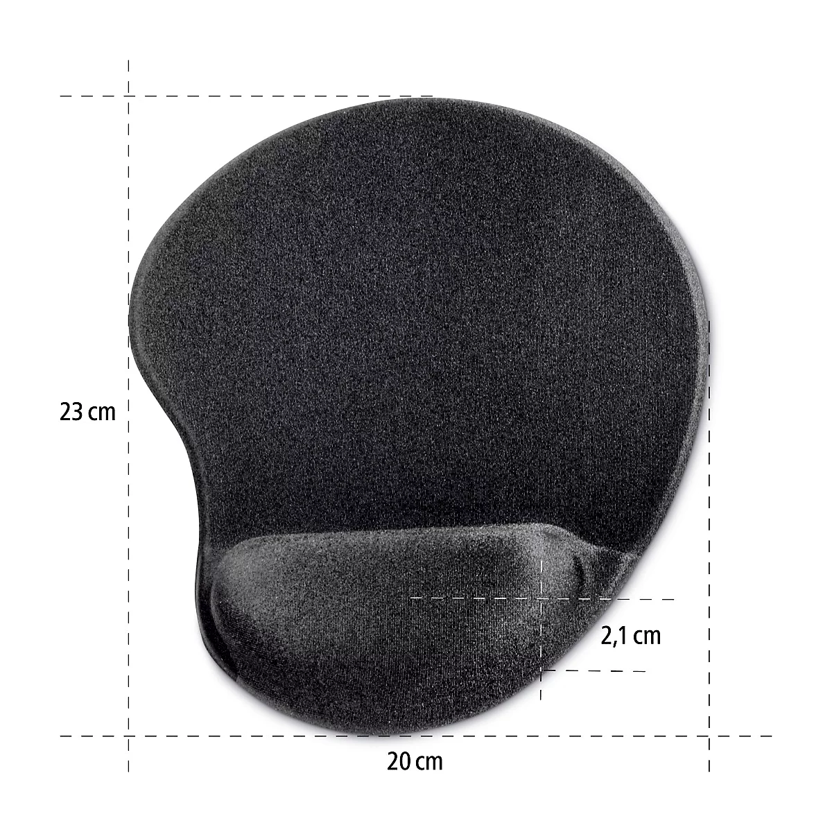 Mauspad hama Ergonomic Mini, gepolsterte Handballenauflage, L 200 x B 230 x H 21 mm, PU-Memoryschaum, schwarz