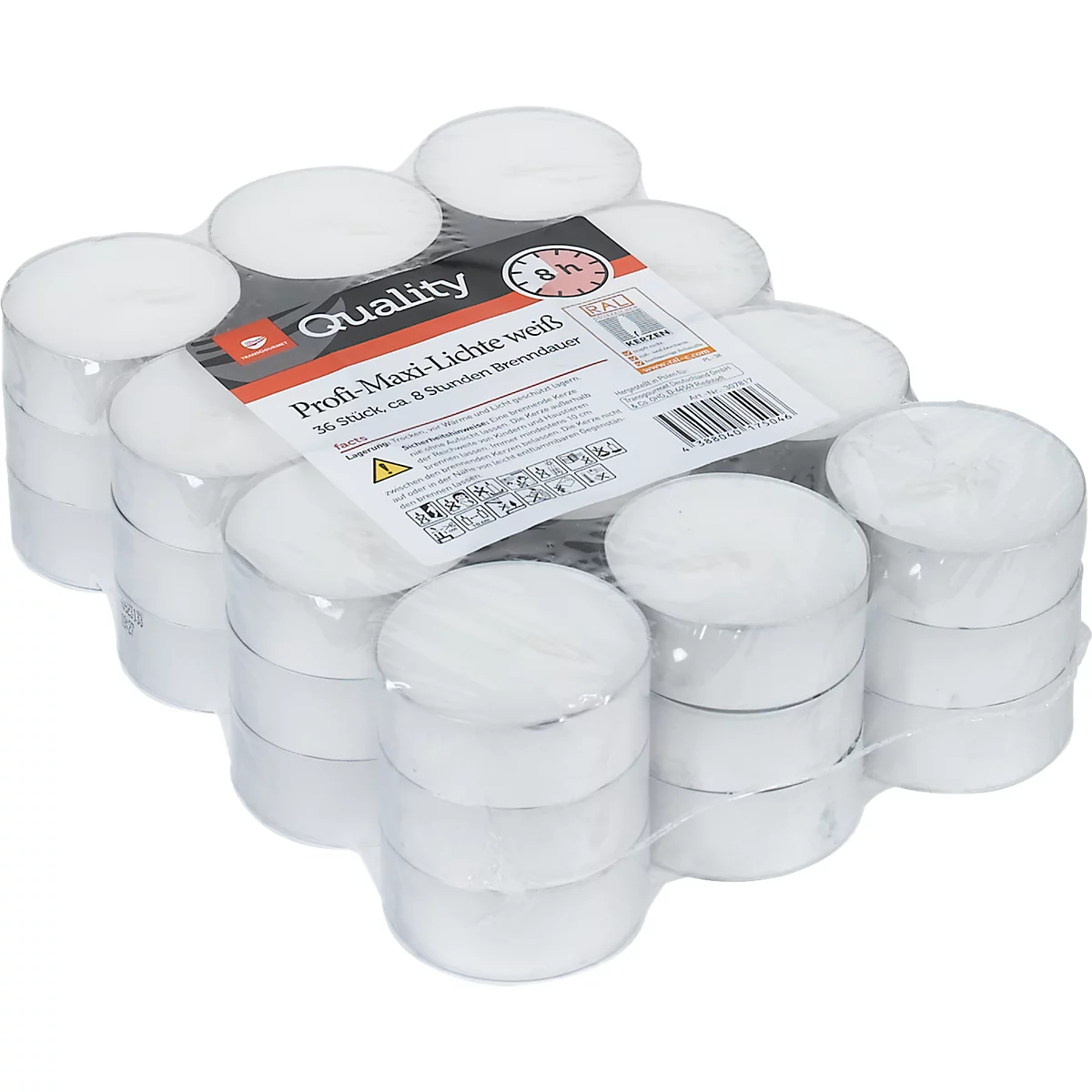 Maxi-lumières professionnelles, blanches, 36 pièces, durée de combustion d'environ 8 heures