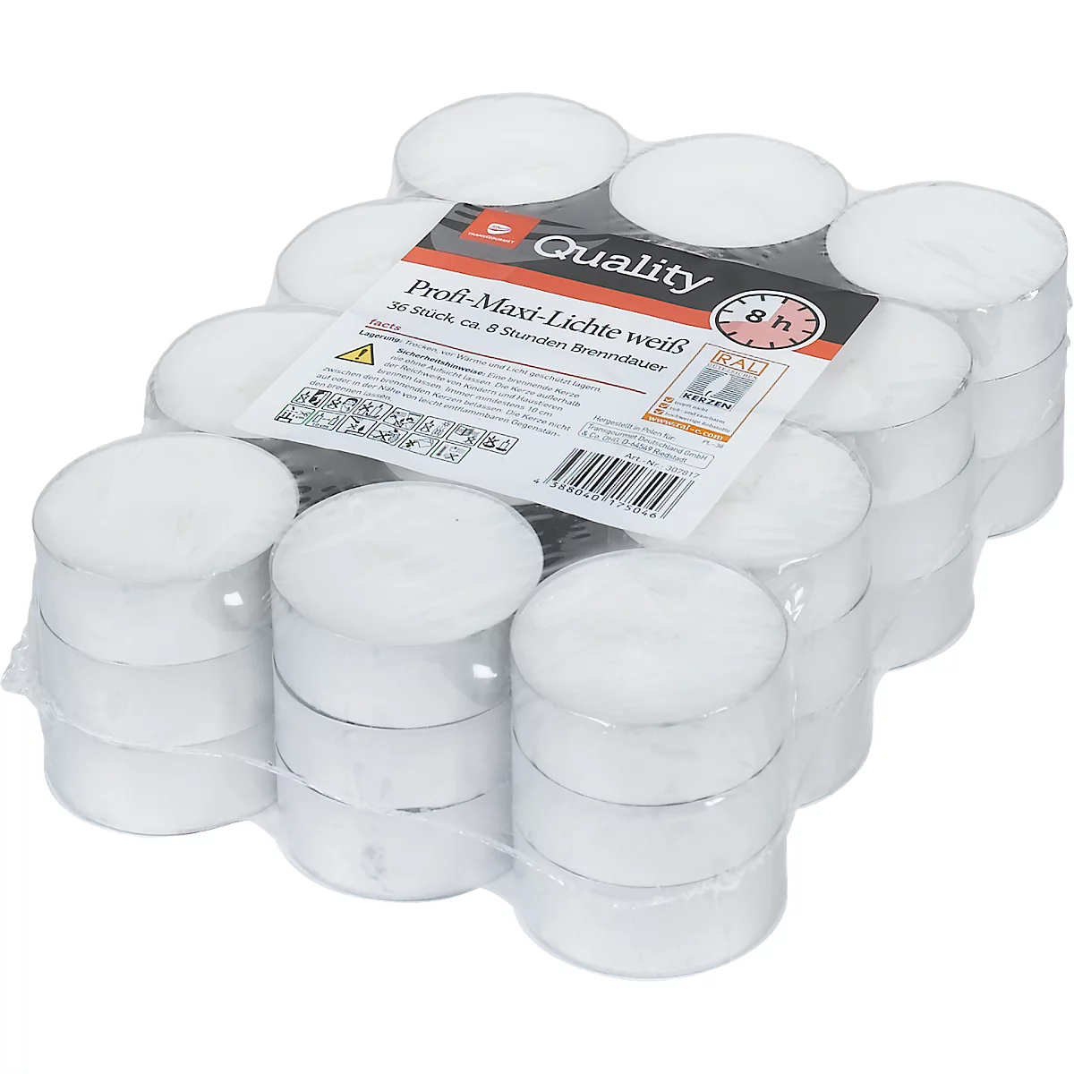 Maxi-lumières professionnelles, blanches, 36 pièces, durée de combustion d'environ 8 heures