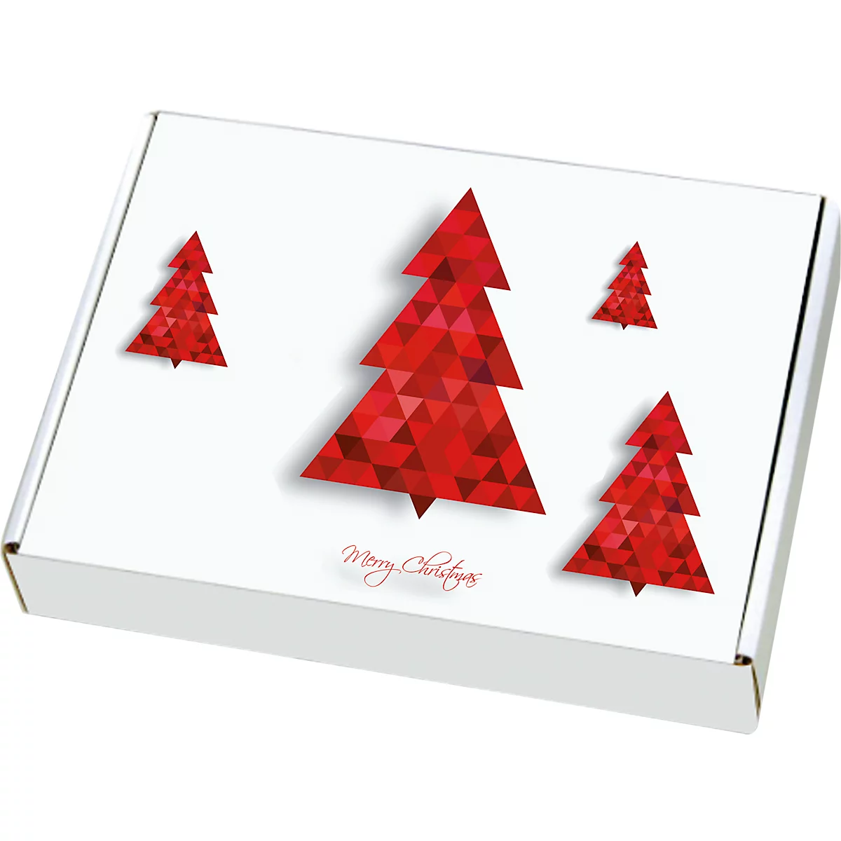 Maxibriefkartons, mit Motiv „Tannenbaum“, portooptimiert, bis 20 kg, Außenmaße 250 x 174 x 50 mm, Mikrowellpappe, weiß-braun, 20 Stück