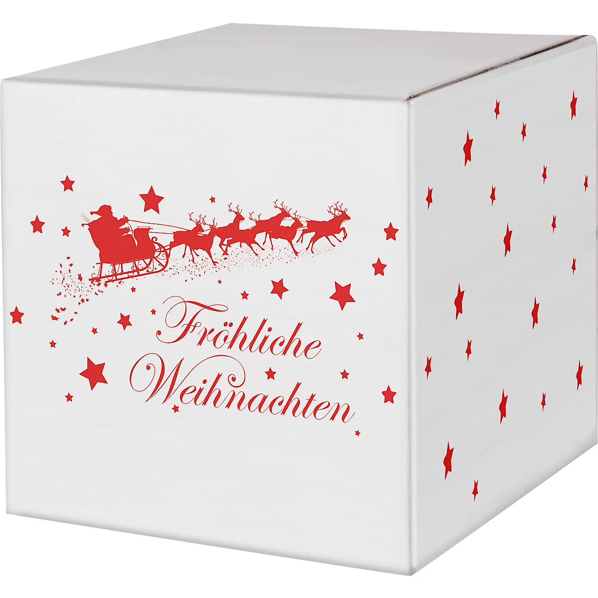 Maxibriefkartons, mit Motiv „Weihnachtsschlitten“, portooptimiert, bis 20 kg, Außenmaße 350 x 250 x 50 mm, Mikrowellpappe, weiß-braun, 20 Stück