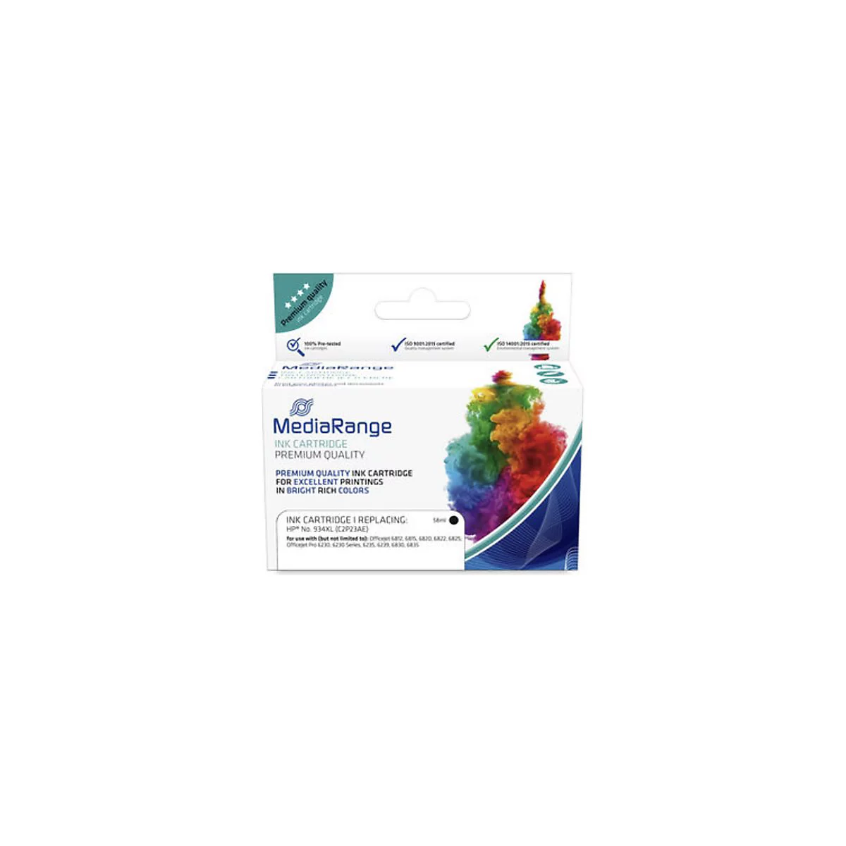 Tintenpatrone von MediaRange, mit Text. Aufdruck: Premium QualitÃ¤t, Ink Cartridge, fÃ¼r exzellente Drucke in leuchtenden Farben.