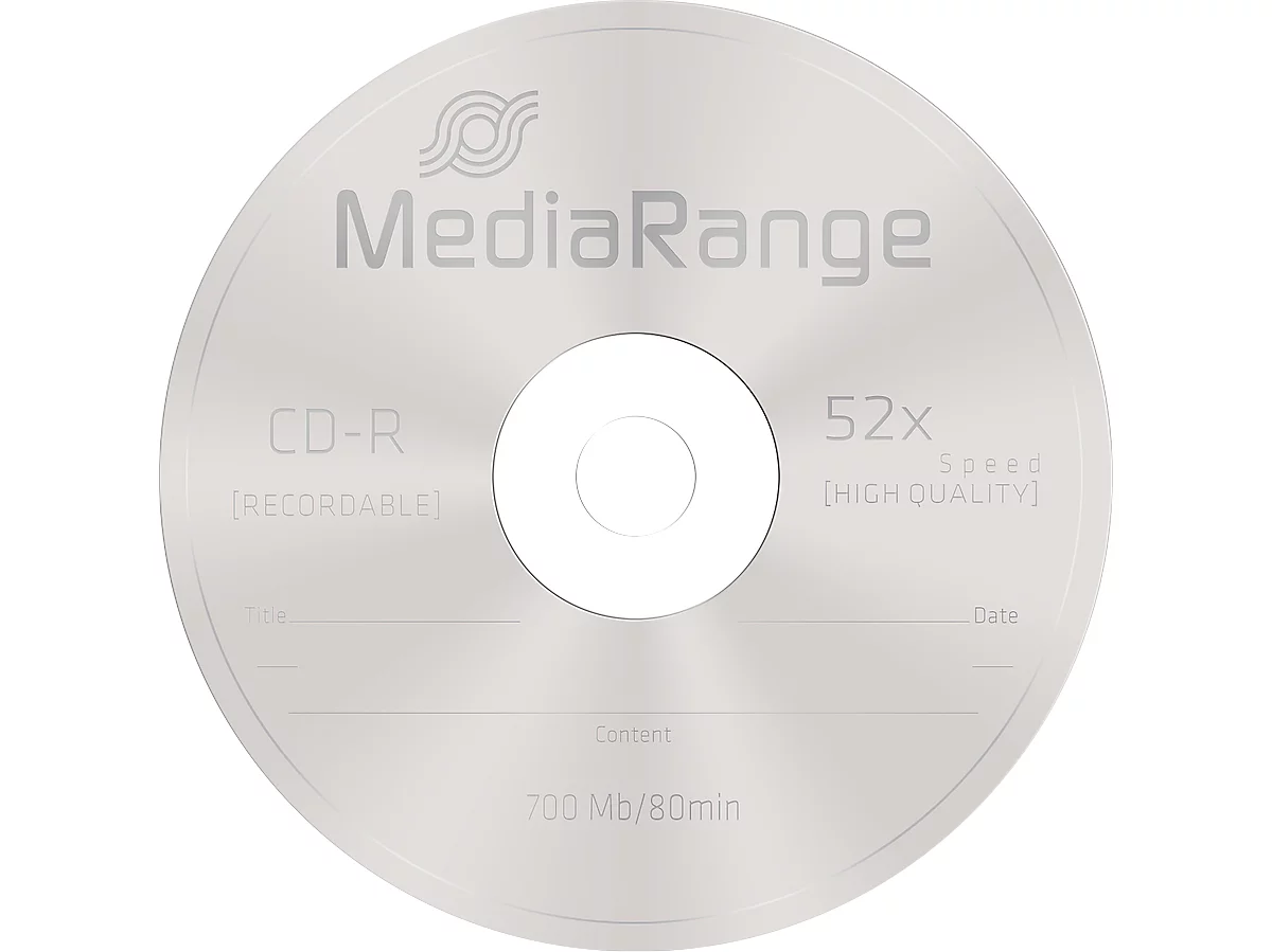 MediaRange CD-R, 700 MB, 52-fache Schreibgeschwindigkeit, 100er Spindel