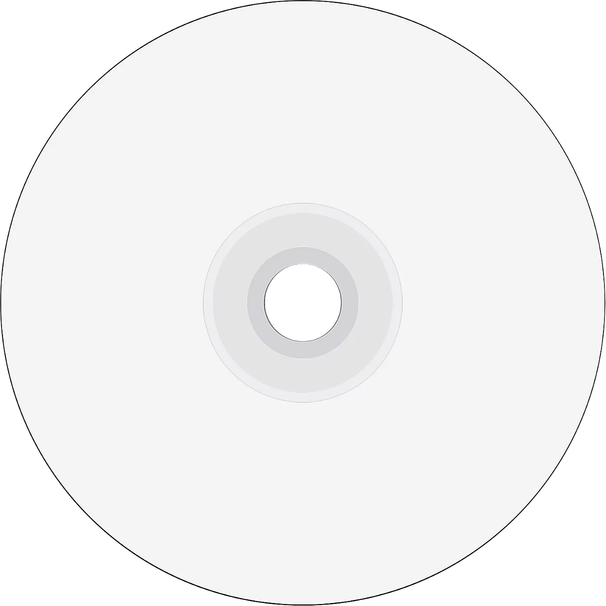 Eine CD-ROM vor weißem Hintergrund, mit einem Loch in der Mitte.