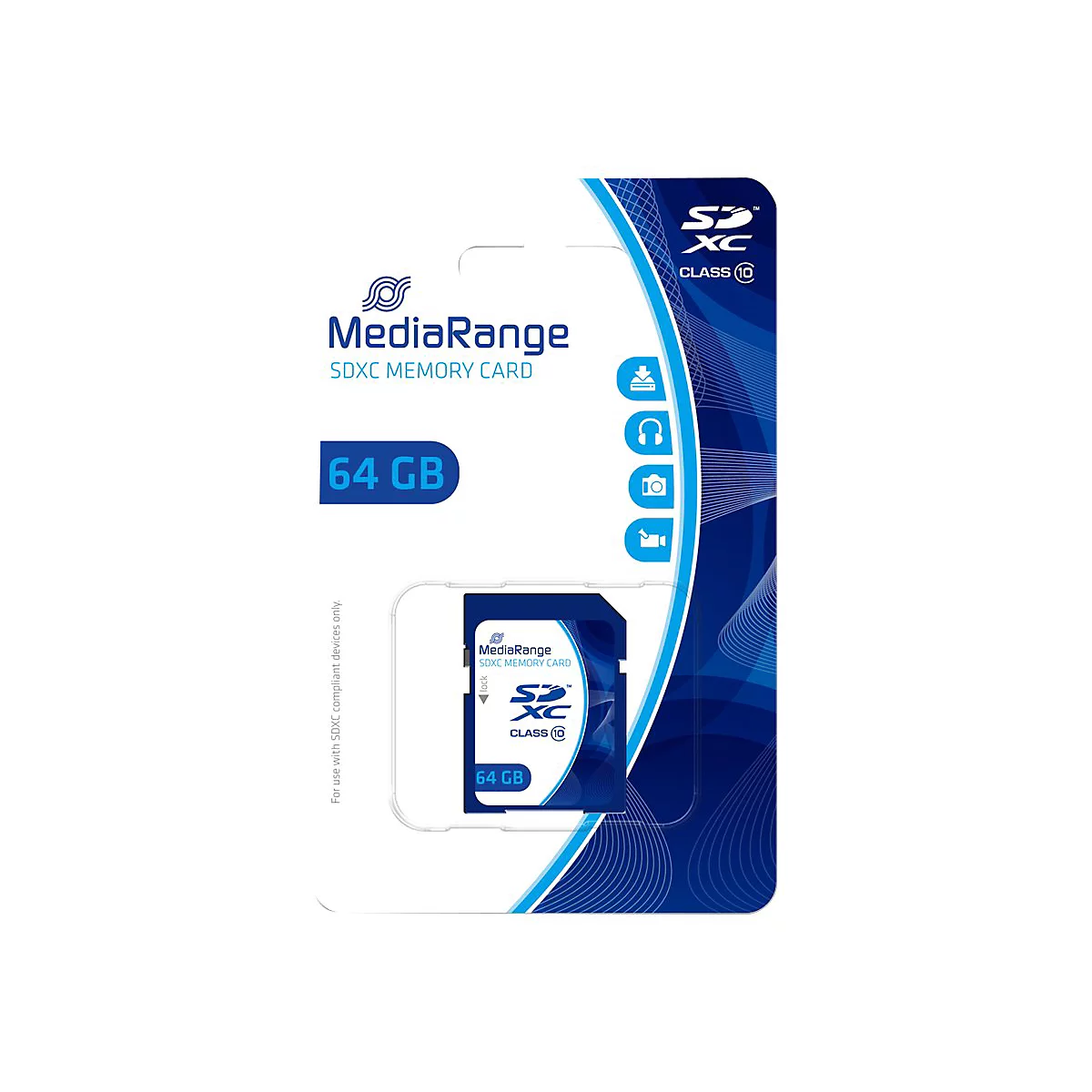 MediaRange - Flash-Speicherkarte - 64 GB - Class 10 - SDXC - Blau