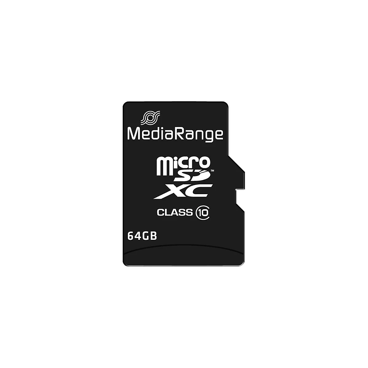 MediaRange - Flash-Speicherkarte (microSDXC-an-SD-Adapter inbegriffen) - 64 GB - Class 10 - microSDXC - Schwarz