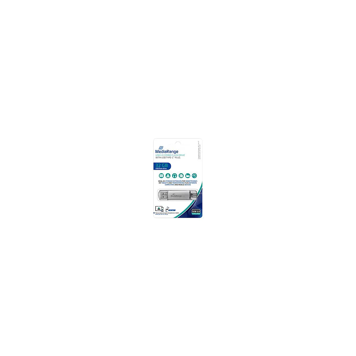 MediaRange MR936 - USB-Flash-Laufwerk - 32 GB - USB 3.1 / USB-C - Silber