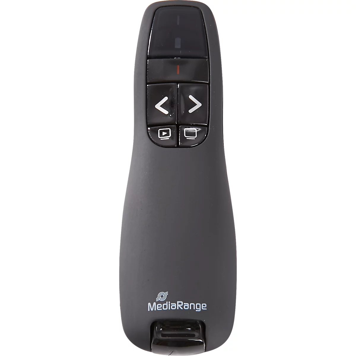 MediaRange Präsentationsfernbedienung MROS220, mit 5 Tasten und rotem Laserpointer, bis zu 15 m, schwarz