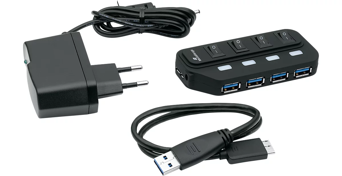MediaRange USB 3.0-Hub, 4-fach, schaltbar