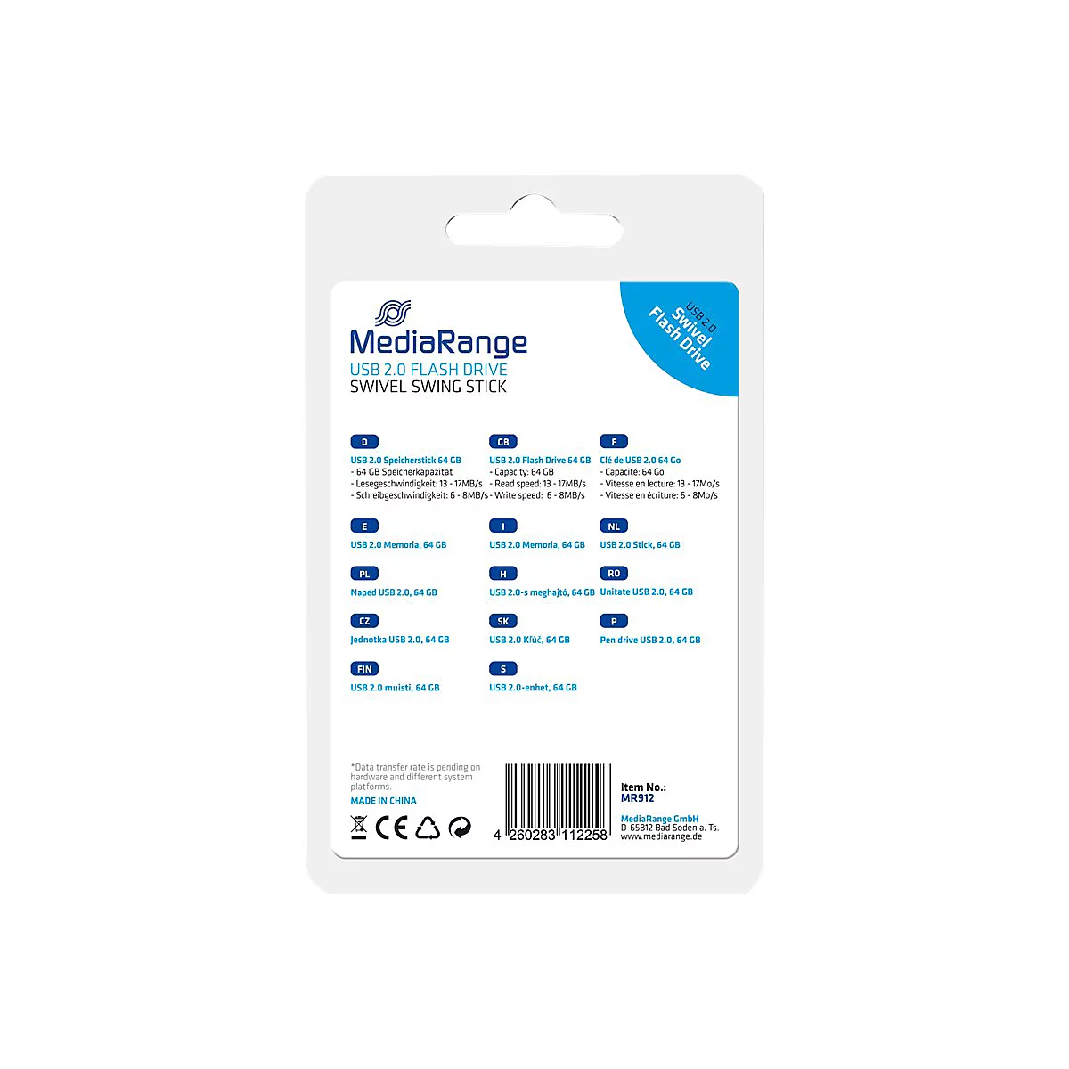 MediaRange - USB-Flash-Laufwerk - 64 GB - USB 2.0 - Schwarz/Silber