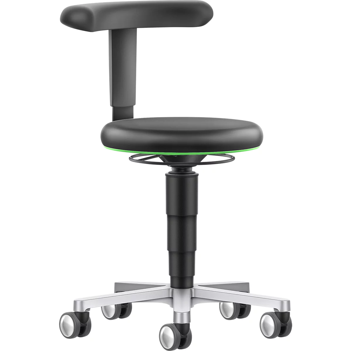 Medical / Laboratoire Siège mobile Bimos, réglable en hauteur, roulettes doubles, similicuir, vert