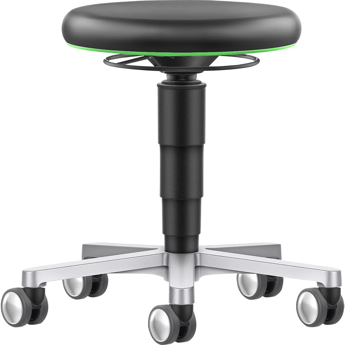 Medische / Laboratoriumkruk, wielen, kunstleer, kleur ring groen