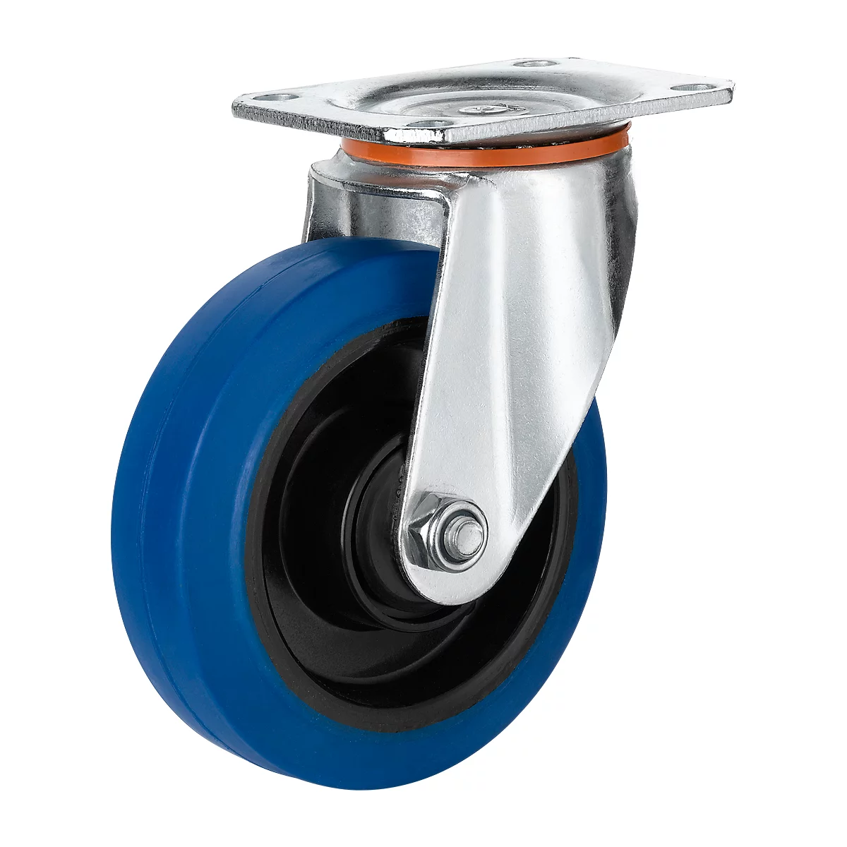 Meerprijs 2 zwenk- en 2 bokwielen, ø 125 mm, massief rubber