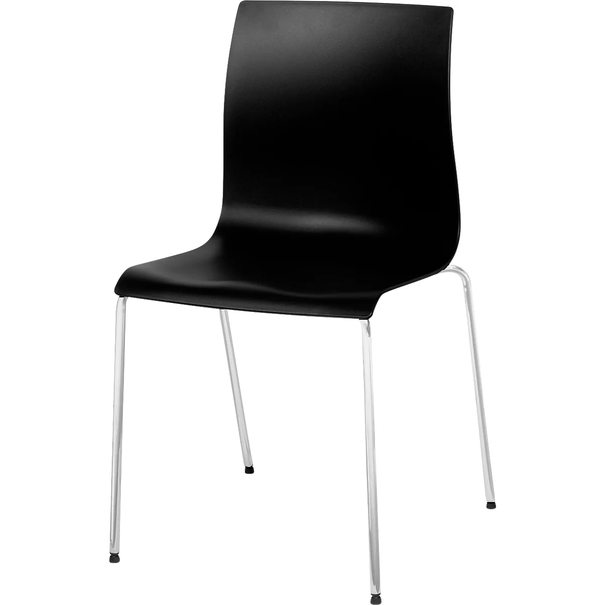 meet by Paperflow Chaise de bistrot ARKO, empilable, piétement chromé, assise en plastique noir, lot de 2
