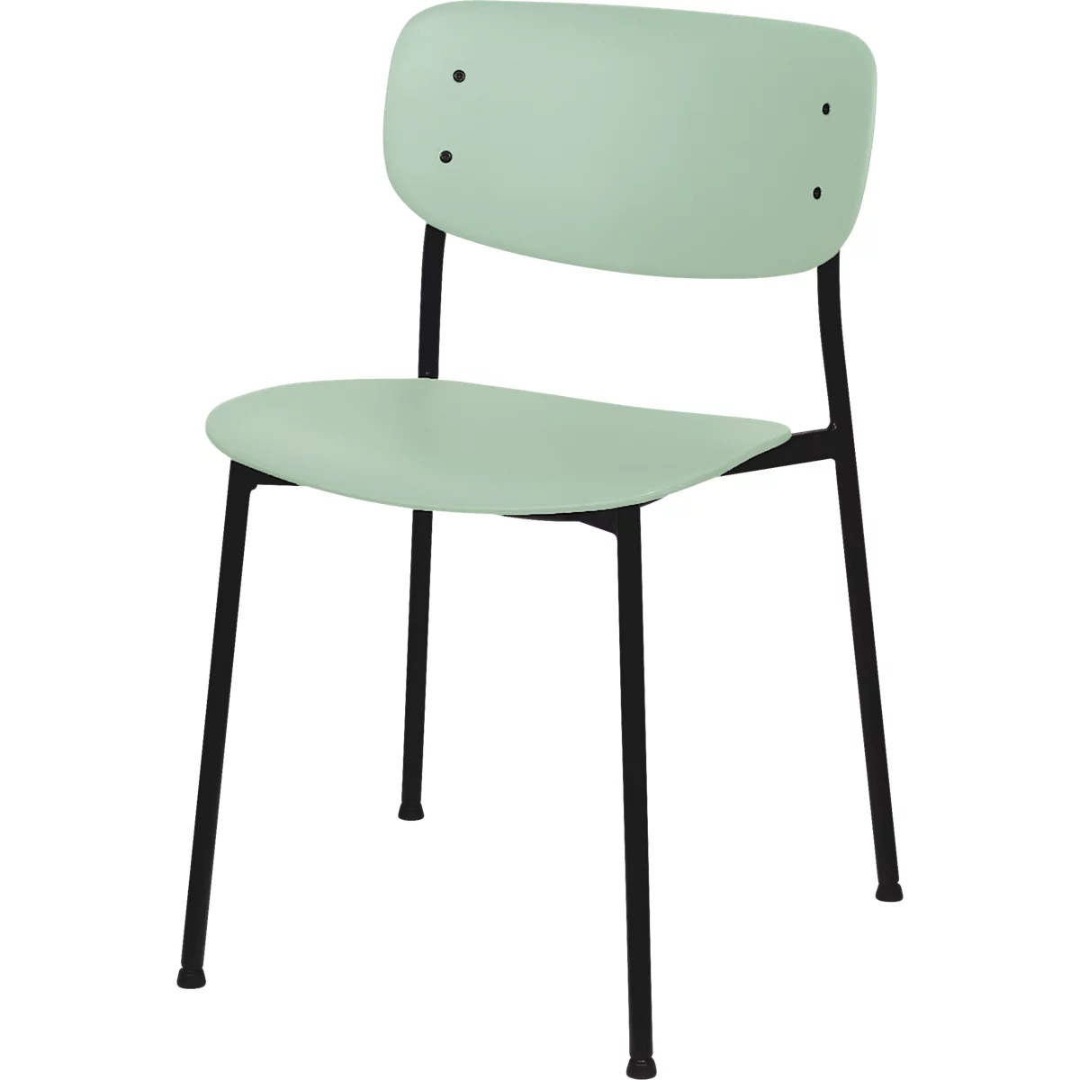 meet by Paperflow Chaise de bistrot SOHO, empilable, piétement noir, assise plastique verte, lot de 2