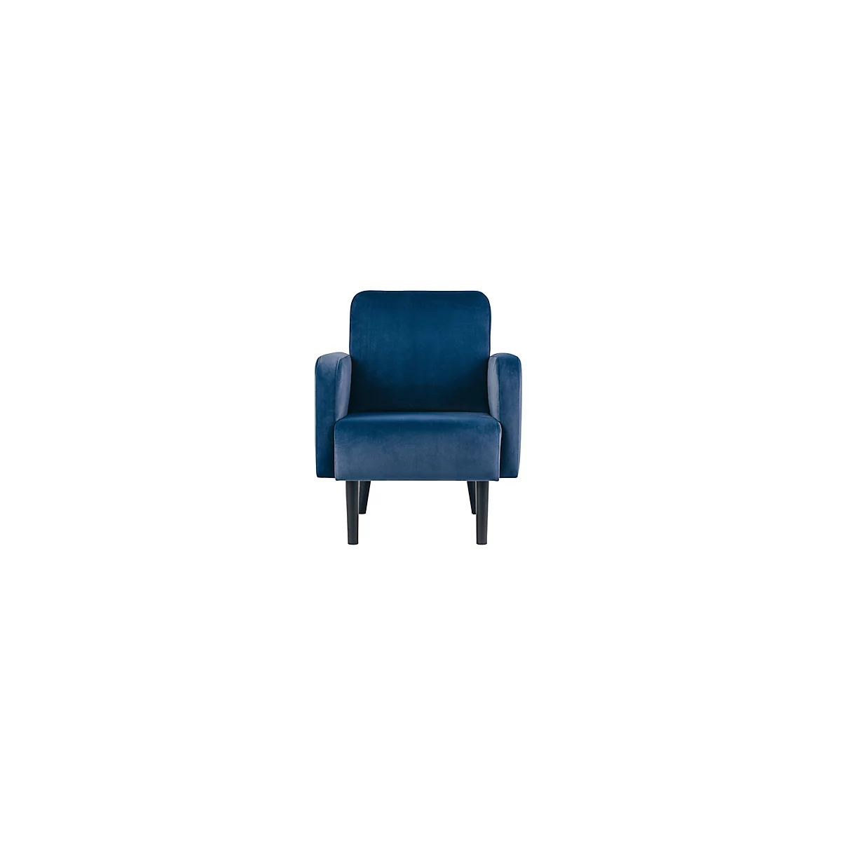 Meet® by Paperflow LISBOA fauteuil, bekleding blauw fluweel, onderstel zwart, B 710 x D 815 x H 830 mm