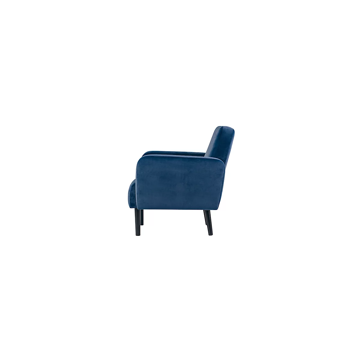 Meet® by Paperflow LISBOA fauteuil, bekleding blauw fluweel, onderstel zwart, B 710 x D 815 x H 830 mm