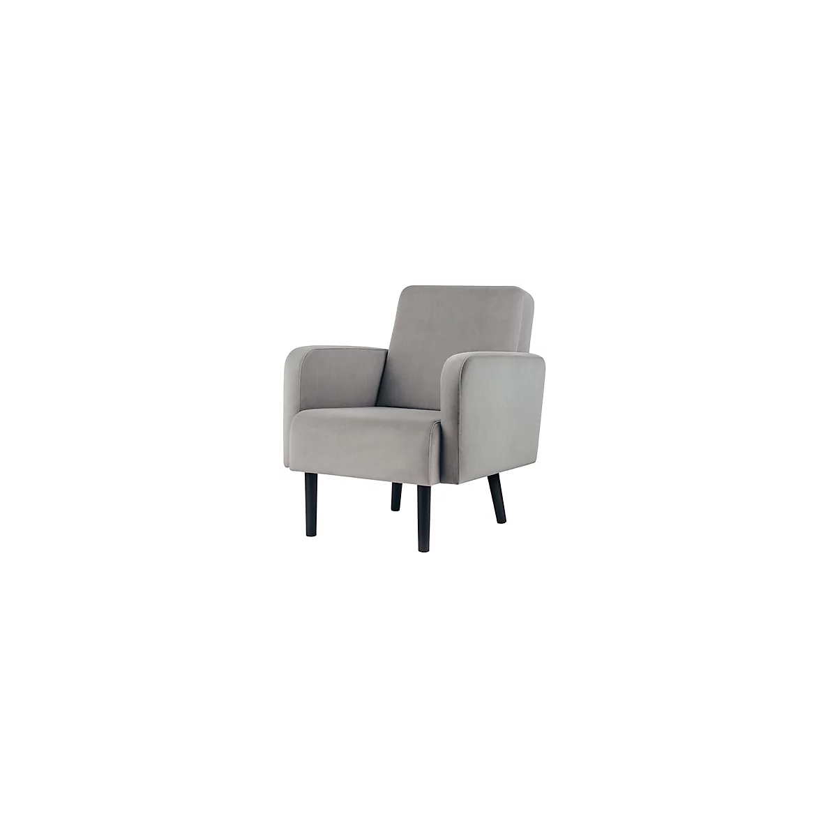Meet® by Paperflow LISBOA fauteuil, bekleding grijs fluweel, voet zwart, B 710 x D 815 x H 830 mm