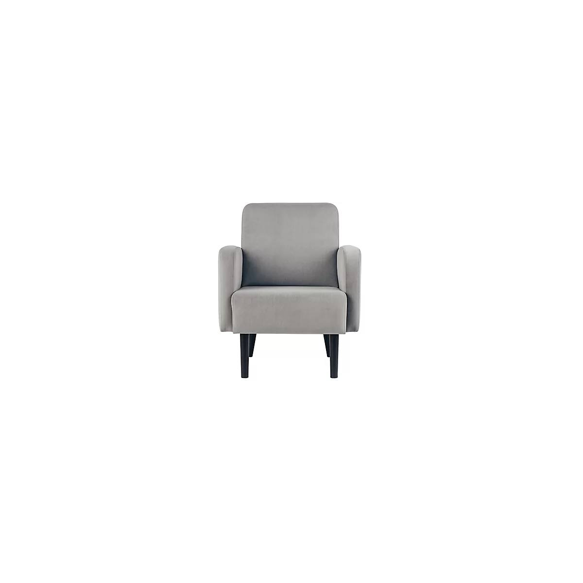 Meet® by Paperflow LISBOA fauteuil, bekleding grijs fluweel, voet zwart, B 710 x D 815 x H 830 mm