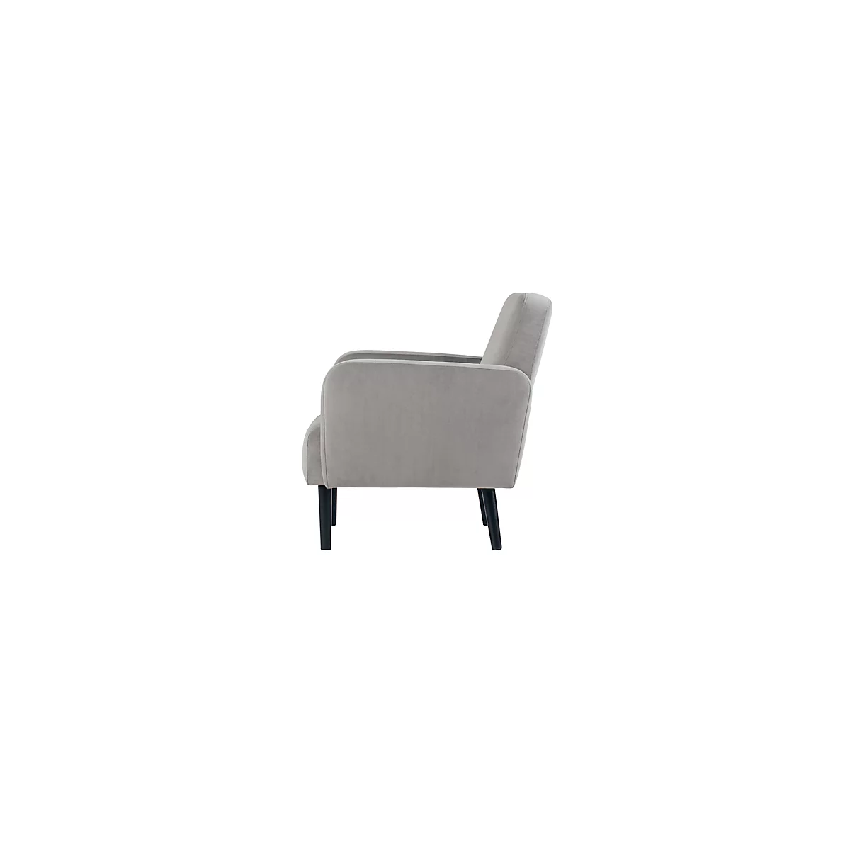 Meet® by Paperflow LISBOA fauteuil, bekleding grijs fluweel, voet zwart, B 710 x D 815 x H 830 mm