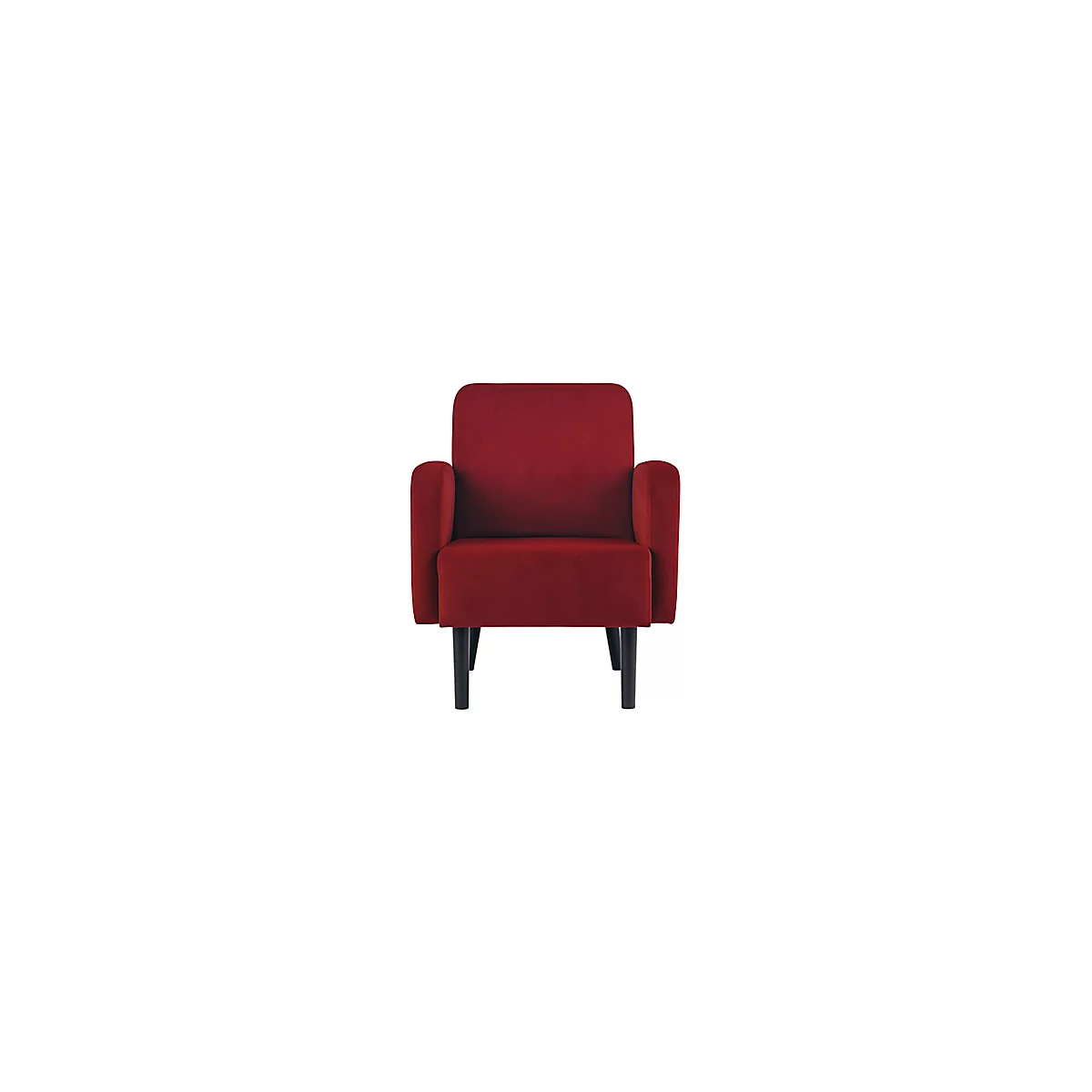 Meet® by Paperflow LISBOA fauteuil, bekleding rood fluweel, voet zwart, B 710 x D 815 x H 830 mm