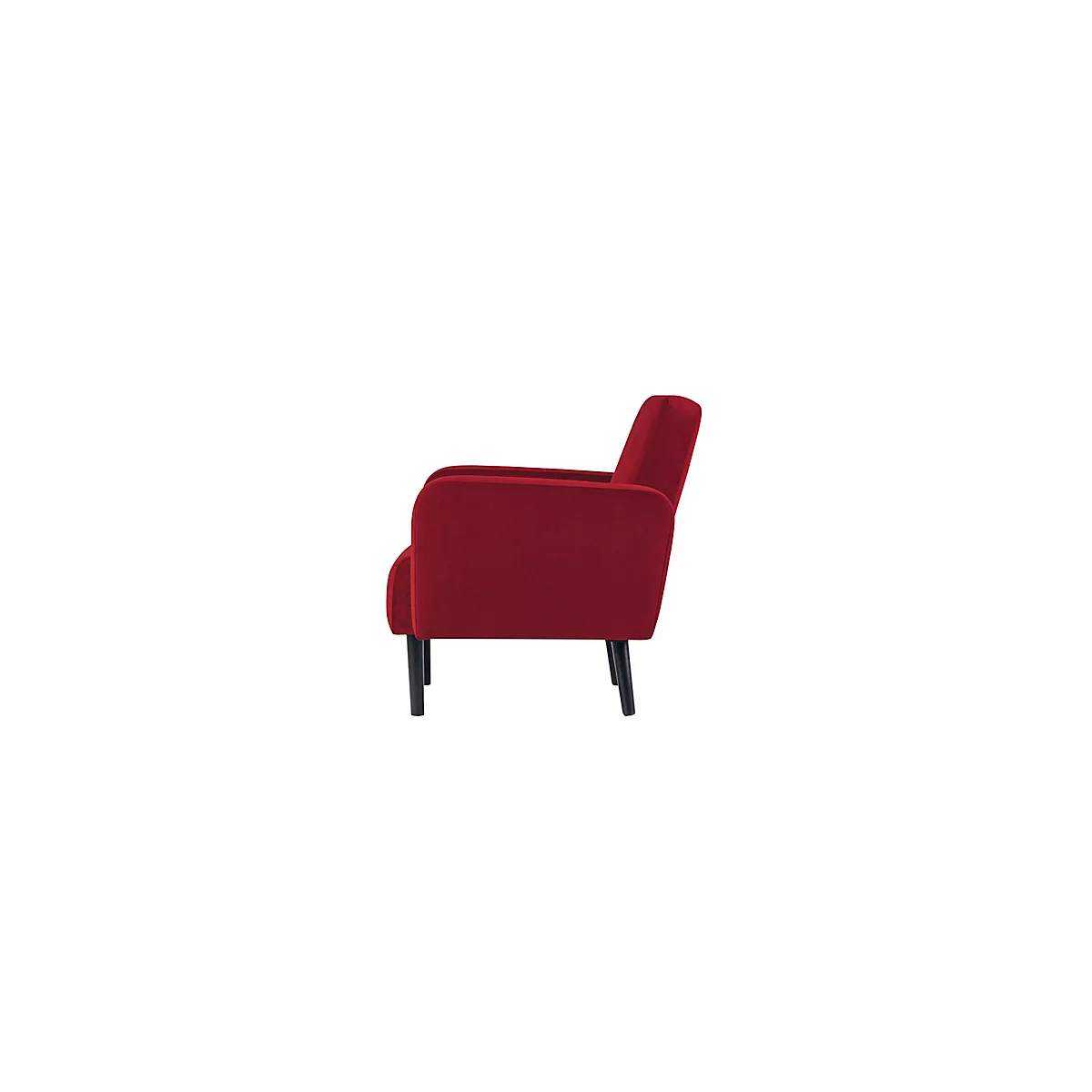 Meet® by Paperflow LISBOA fauteuil, bekleding rood fluweel, voet zwart, B 710 x D 815 x H 830 mm