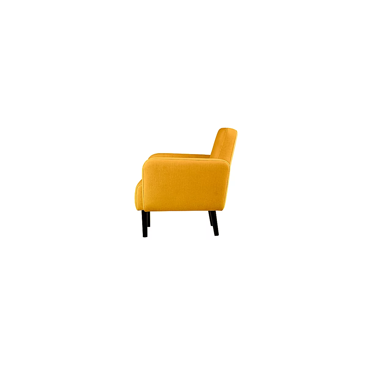 Meet® by Paperflow LISBOA fauteuil, bekleding saffraan stof, onderstel zwart, B 710 x D 815 x H 830 mm