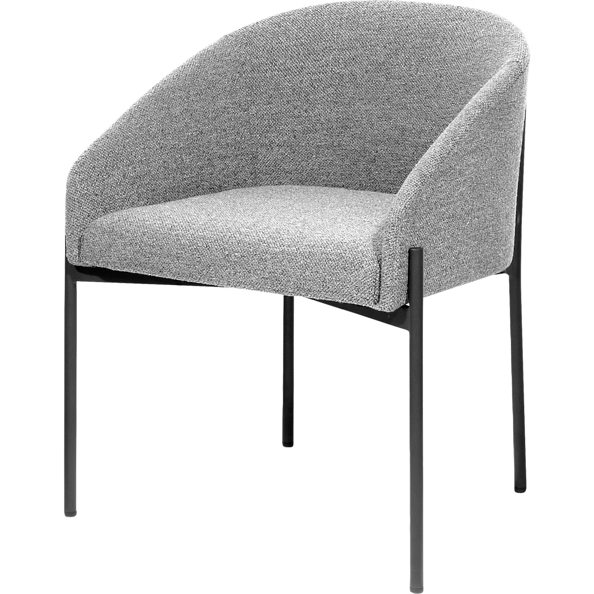 Meet® by Paperflow MILO fauteuil, gestoffeerd, B 470 x D 450 x H 450 mm, stof en staal, grijs/matzwart