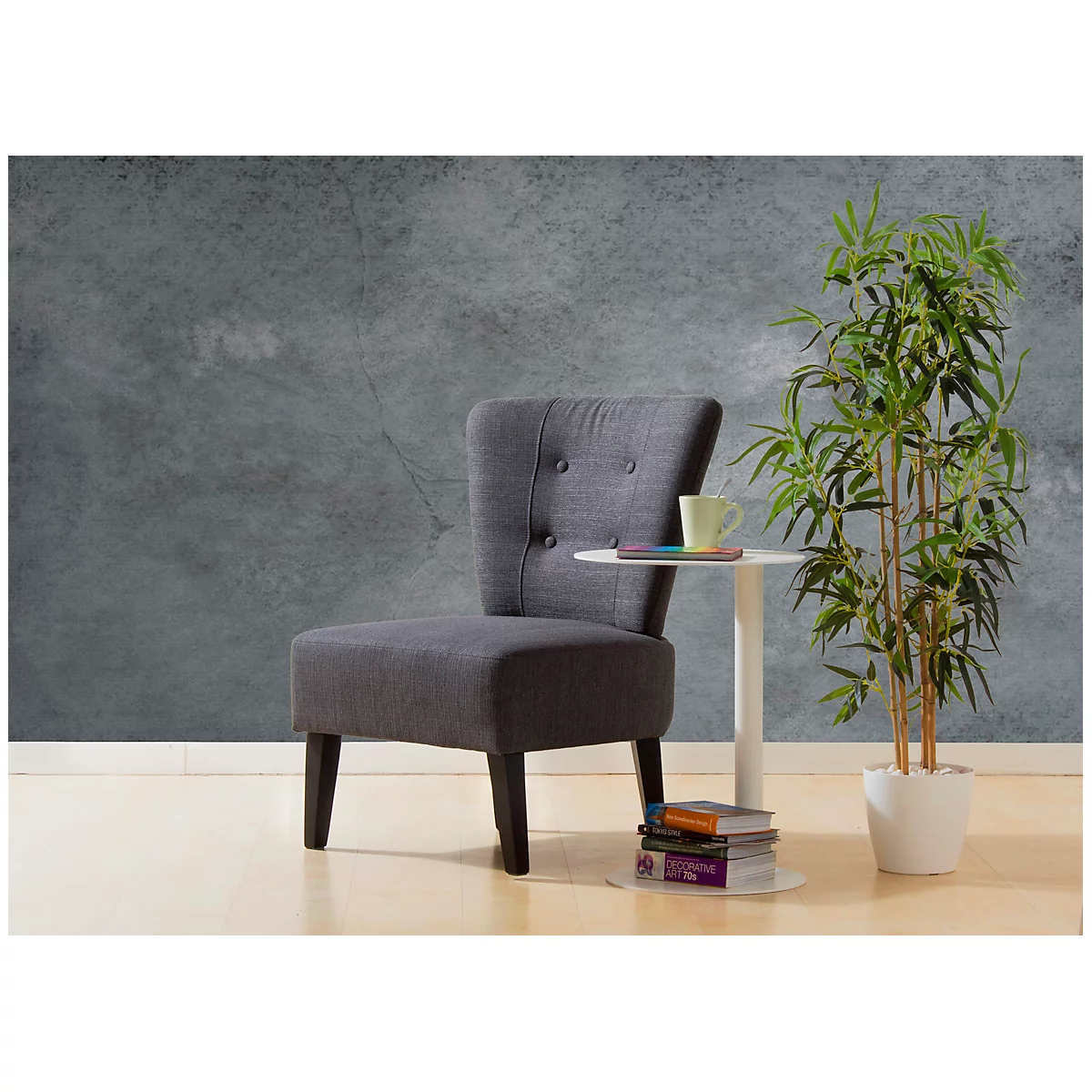 meet® by Paperflow Table d'appoint, en acier, ronde, pied colonne, Ø 400 x H 570 mm, blanc