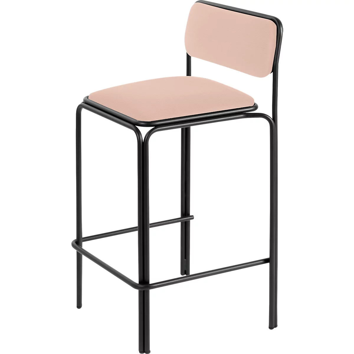Meet by Paperflow Tabouret de bar Bistro, acier recouvert de similicuir, hauteur d'assise 850 mm, avec dossier, L 485 x P 435 x H 1060 mm, 2 pièces, noir/ivoire