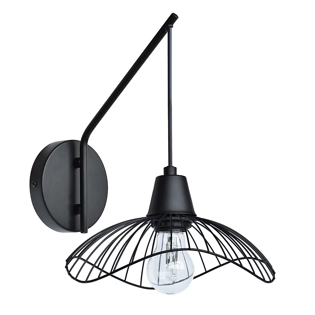 meet by paperflow Vagala Wandleuchte Schwarz, Metall, 240 × 350 × 240 mm, Netzbetrieb